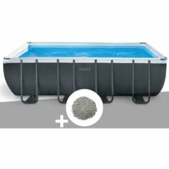 Kit Piscine Tubulaire Intex Ultra XTR Frame Rectangulaire 5,49 X 2,74 X 1,32 M + 10 Kg De Zéolite - Gris