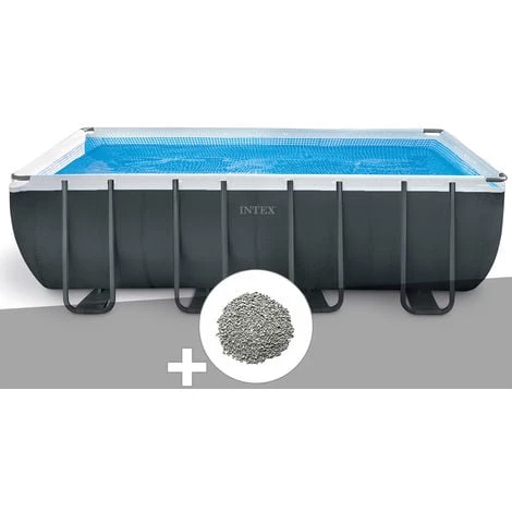 Kit Piscine Tubulaire Intex Ultra XTR Frame Rectangulaire 5,49 X 2,74 X 1,32 M + 10 Kg De Zéolite - Gris