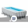 Kit Piscine Tubulaire Intex Prism Frame Rectangulaire 4,88 X 2,44 X 1,07 M + 6 Cartouches De Filtration - Gris
