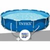 Kit Piscine Tubulaire Intex Metal Frame Ronde 3,66 X 0,76 M + 6 Cartouches De Filtration - Bleu