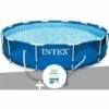 Kit Piscine Tubulaire Intex Metal Frame Ronde 3,66 X 0,76 M + Kit De Traitement Au Chlore - Bleu