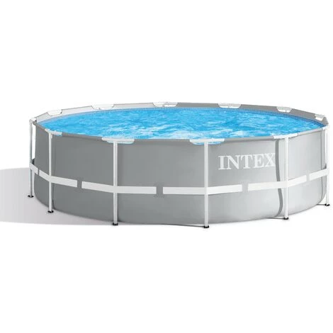 Kit Piscine Tubulaire Intex Prism Frame Ronde 3,66 X 1,22 M + Kit De Traitement Au Chlore - Gris – Image 2