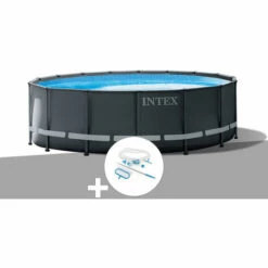 Kit Piscine Tubulaire Intex Ultra XTR Frame Ronde 5,49 X 1,32 M + Kit D'entretien - Gris