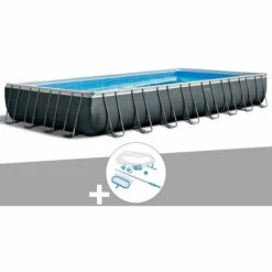 Kit Piscine Tubulaire Intex Ultra XTR Frame Rectangulaire 9,75 X 4,88 X 1,32 M + Kit D'entretien - Gris