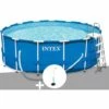 Kit Piscine Tubulaire Intex Metal Frame Ronde 4,57 X 1,22 M + Douche Solaire - Bleu