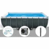 Kit Piscine Tubulaire Intex Ultra XTR Frame Rectangulaire 5,49 X 2,74 X 1,32 M + Kit D'entretien + Pompe à Chaleur + Douche Solaire - Gris