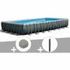 Kit Piscine Tubulaire Intex Ultra XTR Frame Rectangulaire 9,75 X 4,88 X 1,32 M + 20 Kg De Zéolite + Douche Solaire - Gris