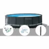 Kit Piscine Tubulaire Intex Ultra XTR Frame Ronde 5,49 X 1,32 M + Kit De Traitement Au Chlore + Kit D'entretien + Douche Solaire - Gris