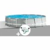 Kit Piscine Tubulaire Intex Prism Frame Ronde 4,57 X 1,22 M + Kit De Traitement Au Chlore - Gris