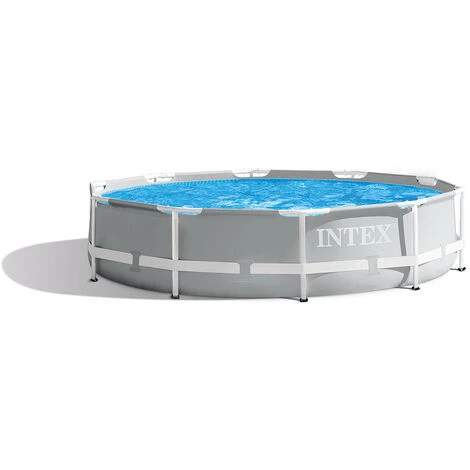 Kit Piscine Tubulaire Intex Prism Frame Ronde 3,05 X 0,76 M + Kit De Traitement Au Chlore - Gris – Image 2