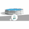 Kit Piscine Tubulaire Intex Prism Frame Ronde 3,66 X 0,76 M + Kit De Traitement Au Chlore - Gris