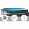 Kit Piscine Tubulaire Intex Ultra XTR Frame Ronde 7,32 X 1,32 M + 30 Kg De Zéolite + Kit D'entretien + Douche Solaire - Gris