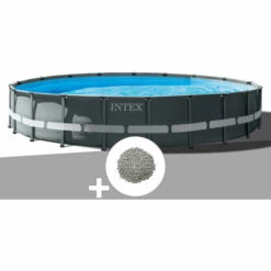 Kit Piscine Tubulaire Intex Ultra XTR Frame Ronde 6,10 X 1,22 M + 20 Kg De Zéolite - Gris