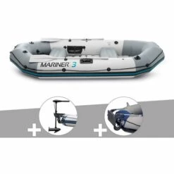 Kit Bateau Gonflable 3 Places Mariner 3 Avec Moteur, Rames Et Gonfleur - Intex - Gris