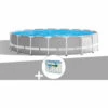 Kit Piscine Tubulaire Intex Prism Frame Ronde 6,10 X 1,32 M + 6 Cartouches De Filtration - Gris