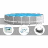 Kit Piscine Tubulaire Intex Prism Frame Ronde 6,10 X 1,32 M + 6 Cartouches De Filtration + Kit D'entretien + Spot - Gris