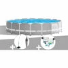 Kit Piscine Tubulaire Intex Prism Frame Ronde 6,10 X 1,32 M + Douche Solaire + Kit De Traitement Au Chlore - Gris