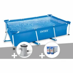 Kit Piscine Tubulaire Rectangulaire Intex 3,00 X 2,00 X 0,75 M + Filtration à Cartouche + 6 Cartouches De Filtration