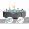 Kit Piscine Tubulaire Intex Baltik Ronde 4,57 X 1,22 M + 6 Cartouches De Filtration + Kit D'entretien - Gris