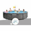 Kit Piscine Tubulaire Intex Baltik Ronde 4,57 X 1,22 M + Kit D'entretien - Gris