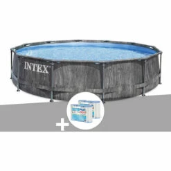 Kit Piscine Tubulaire Intex Baltik Ronde 5,49 X 1,22 M + 6 Cartouches De Filtration - Gris