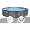 Kit Piscine Tubulaire Intex Baltik Ronde 5,49 X 1,22 M + Kit D'entretien + Kit De Traitement Au Chlore - Gris