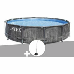Kit Piscine Tubulaire Intex Baltik Ronde 5,49 X 1,22 M + Douche Solaire - Gris