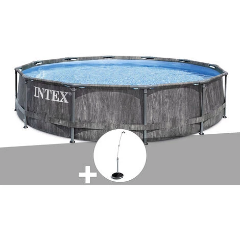Kit Piscine Tubulaire Intex Baltik Ronde 5,49 X 1,22 M + Douche Solaire - Gris