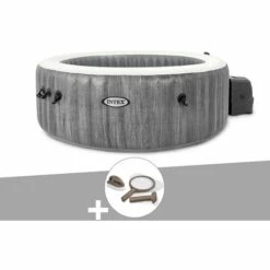 Kit Spa Gonflable Intex PureSpa Baltik Rond Bulles 4 Places + Kit D'entretien - Gris
