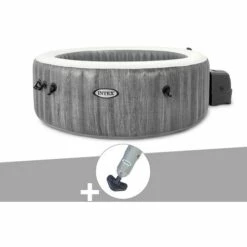 Kit Spa Gonflable Intex PureSpa Baltik Rond Bulles 4 Places + Aspirateur - Gris