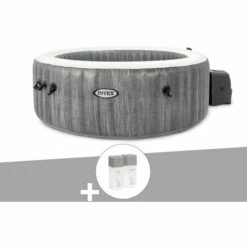 Kit Spa Gonflable Intex PureSpa Baltik Rond Bulles 4 Places + Kit Traitement Brome - Gris