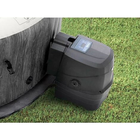 Kit Spa Gonflable Intex PureSpa Baltik Rond Bulles 4 Places + Kit D'entretien + Porte-verre + Kit Traitement Brome - Gris – Image 4