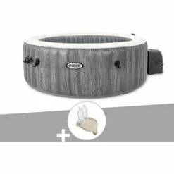 Kit Spa Gonflable Intex PureSpa Baltik Rond Bulles 6 Places + Porte-verre - Gris