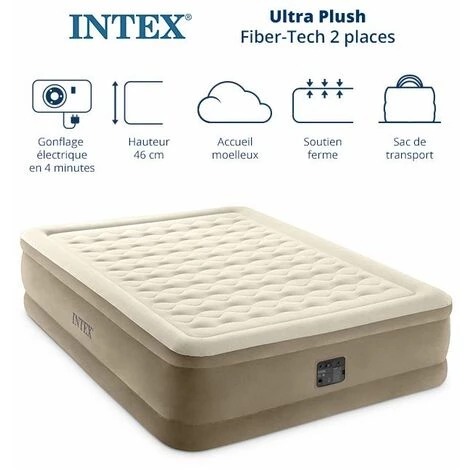 Matelas Gonflable électrique Intex Ultra Plush 2 Places - Beige – Image 2