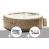 Kit Spa Gonflable Intex PureSpa Sahara Rond Bulles 4 Places + 6 Filtres + Kit D'entretien - Beige