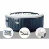 Kit Spa Gonflable Intex PureSpa Blue Navy Rond Bulles 4 Places + 6 Filtres + Kit D'entretien + Porte-verre - Bleunuit