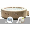 Kit Spa Gonflable Intex PureSpa Sahara Rond Bulles 6 Places + 6 Filtres + 2 Appuie-têtes - Beige