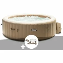 Kit Spa Gonflable Intex PureSpa Sahara Rond Bulles 6 Places + Kit D'entretien - Beige