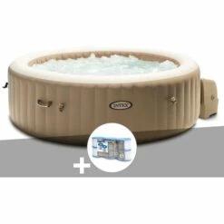 Kit Spa Gonflable Intex PureSpa Sahara Rond Bulles 6 Places + 6 Filtres - Beige