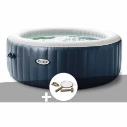 Kit Spa Gonflable Intex PureSpa Blue Navy Rond Bulles 6 Places + Kit D'entretien - Bleunuit