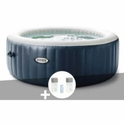 Kit Spa Gonflable Intex PureSpa Blue Navy Rond Bulles 6 Places + Kit Traitement Brome - Bleunuit