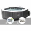 Kit Spa Gonflable Intex PureSpa Carbone Octogonal Bulles Et Jets 4 Places + 12 Filtres + Kit D'entretien - Noir