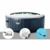Kit Spa Gonflable Intex PureSpa Blue Navy Rond Bulles 4 Places + Kit D'entretien + Porte-verre + Aspirateur - Bleunuit