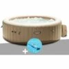 Kit Spa Gonflable Intex PureSpa Sahara Rond Bulles 6 Places + Aspirateur - Beige