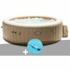 Kit Spa Gonflable Intex PureSpa Sahara Rond Bulles 6 Places + Aspirateur - Beige