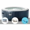 Kit Spa Gonflable Intex PureSpa Blue Navy Rond Bulles 6 Places + 6 Filtres + Kit D'entretien + Aspirateur - Bleunuit