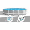 Kit Piscine Tubulaire Intex Prism Frame Ronde 5,49 X 1,22 M + 6 Cartouches De Filtration + Kit De Traitement Au Chlore - Gris