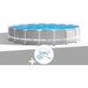 Kit Piscine Tubulaire Intex Prism Frame Ronde 5,49 X 1,22 M + Kit D'entretien - Gris