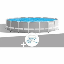 Kit Piscine Tubulaire Intex Prism Frame Ronde 5,49 X 1,22 M + Kit D'entretien - Gris