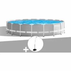 Kit Piscine Tubulaire Intex Prism Frame Ronde 5,49 X 1,22 M + Douche Solaire - Gris